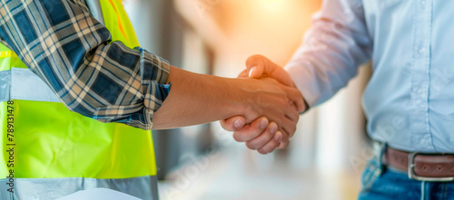 Close-Up of a Firm Handshake Between Construction Worker and Client During Daytime