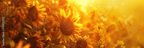 Vibrant Sunlight Glow A Dense Cluster of Sunflowers in Full Bloom photo