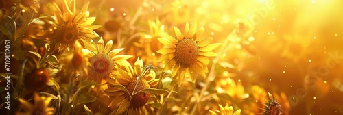 Vibrant Sunlight Glow A Dense Cluster of Sunflowers Radiating Life and Hope