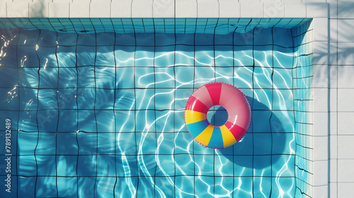 Piscina con flotador de colores photo