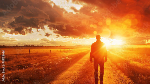 silhouette of a person in sunset