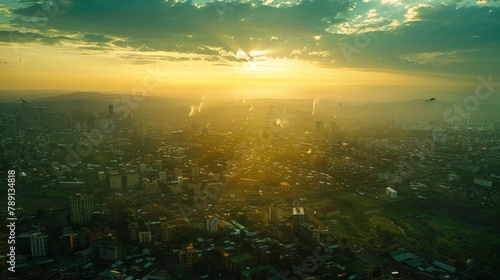 Aerial view of Addis Ababa, rapid urban growth, expansive skyline photo