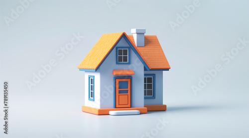 Wallpaper Mural A simple house icon with a blue and orange color scheme on a white background in the 3D rendering style of cartoon animation  Torontodigital.ca