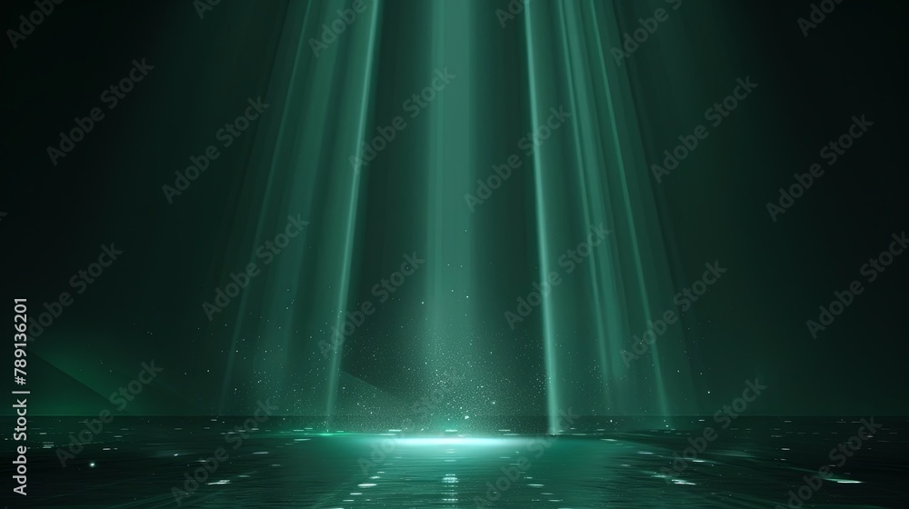 Abstract background with dark green light rays
