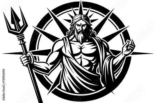 Design illustration  modern pop art god Zeus con  strident  label cubism circle vector silhouette 