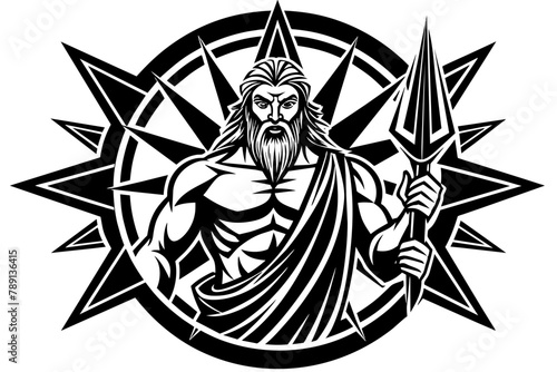 Design illustration  modern pop art god Zeus con  strident  label cubism circle vector silhouette 