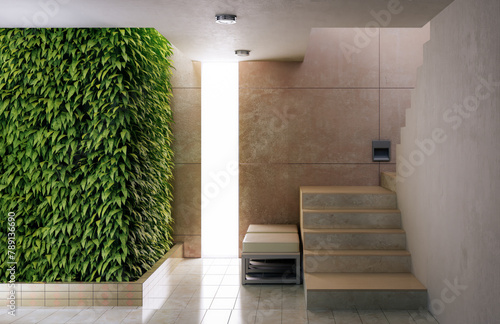 Modern staircase with interior greenery - 3D Visualization
