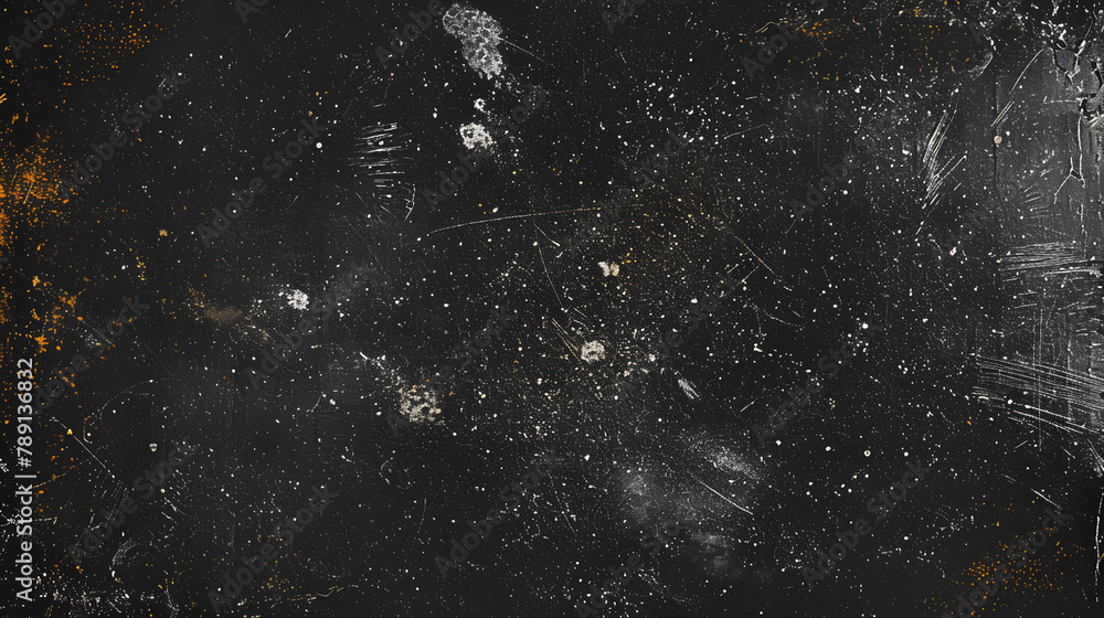 Dust and scratches design. Aged photo editor layer. Black grunge abstract background. Copy space. - obrazy, fototapety, plakaty 