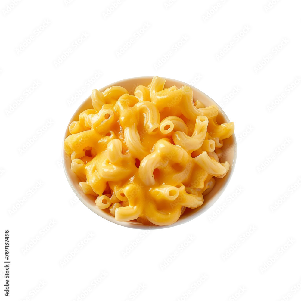 Classic Macaroni and Cheese in White Bowl on Transparent Background Classic Macaroni and Cheese in White Bowl on Transparent Background