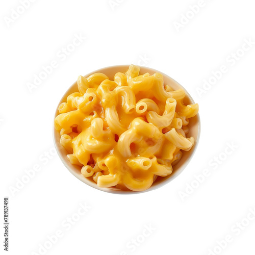 Classic Macaroni and Cheese in White Bowl on Transparent Background