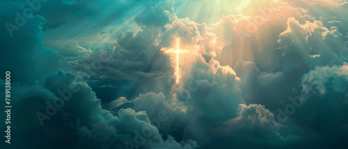 Resurrection Light Cross Shape In Clouds Risen 