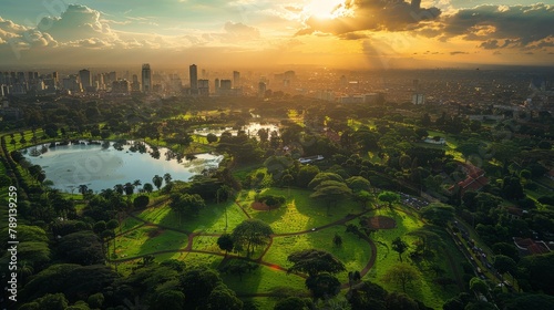 Aerial view of Nairobi, city parks and urban centers