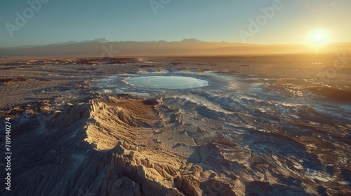 Aerial view of the Atacama Desert, lunar landscapes and salt flats