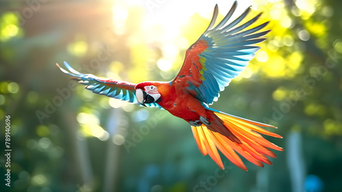 Ethereal Elegance Capturing Macaw Parrots in Flight