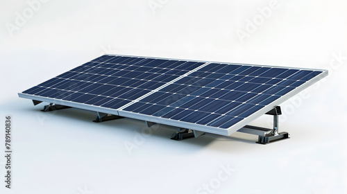 Modern Blue Solar Panels on White Background Illustrating Renewable Energy