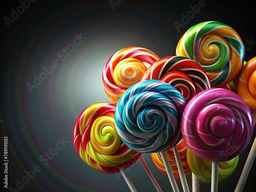 colorful lollipop on a dark background Rainbow Candy Lolipop Colorful Swirl Lollipop