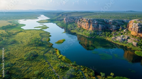 Aerial view of the Kimberley, rugged landscapes and ancient gorges photo