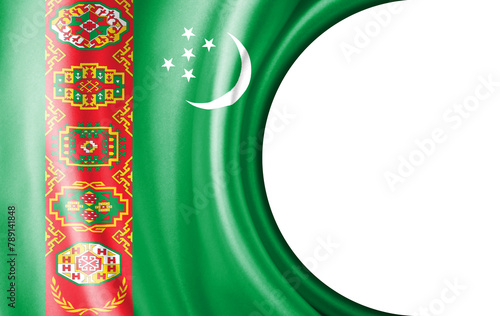 Abstract illustration, Turkmenistan flag with a semi-circular area White background for text or images.