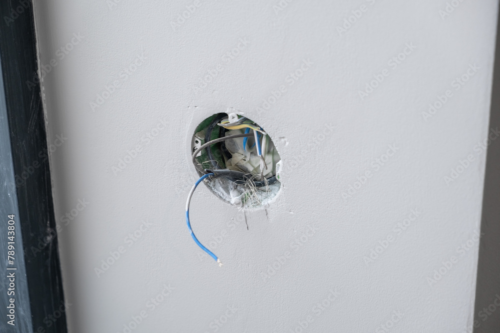 Apartment renovation. Electrical wiring. Wires sticking out of the wall ... - Green Apartment Renovation Electrical Options Upstairs