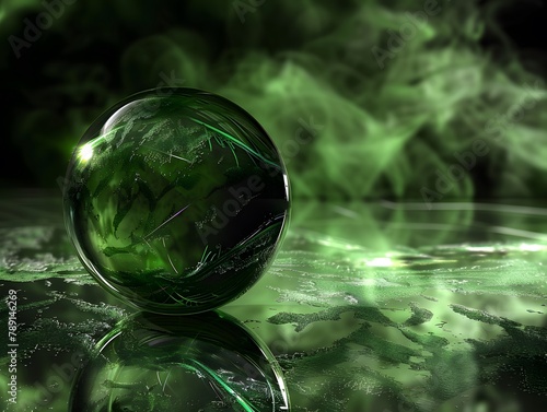 Wallpaper Mural A abstract glass sphere green dark background luxory Torontodigital.ca