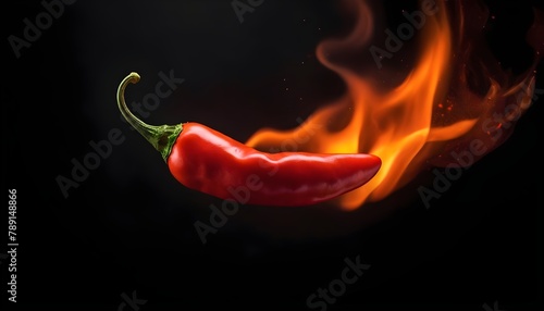 Red chili pepper on a black background