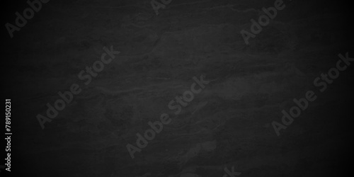 Dark black wall grunge textured concrete backdrop background. Panorama dark grey black slate gradient background or texture. Vector black concrete texture. Stone wall background.