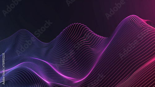 Technology wave digital background concept. Dark abstract background with glowing wave. 