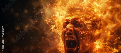 Intensity of moment as person screams with entire body in fire, evoking chaos, blockbuster, horror, thriller film.