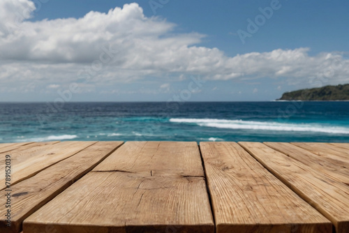 Wooden table top with natural background, 