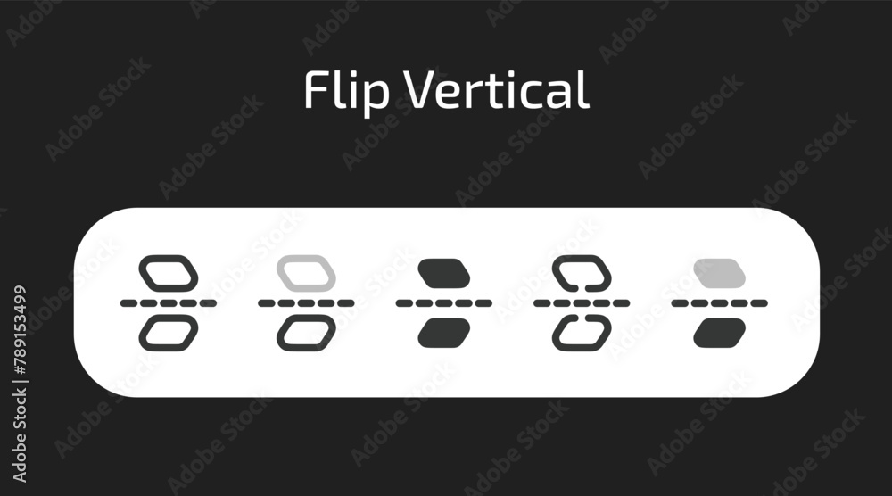 Flip Vertical icons in 5 different styles as vector