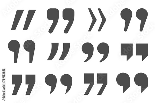 PNG, Set of quote mark. Quotemarks outline, inverted commas or talking marks collection. Quotes sign in flat design. Quotation signs. Talk bubble speech icon on white background. Vector illustration.