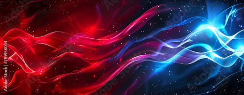 Abstract background with glowing lines in the shape of waves and more.