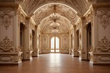 Hand-Carved Baroque Palace Grand Hallway Designs: Intricate Ceiling Rosettes Focus