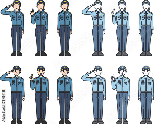 illustrations of various police poses © 정의 장