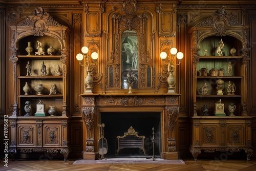 Art Nouveau Lamps and Carved Wood Panels: Belle �poque Parisian Parlor Decors