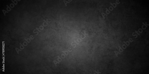 Dark black wall grunge textured concrete backdrop background. Panorama dark grey black slate gradient background or texture. Vector black concrete texture. Stone wall background.