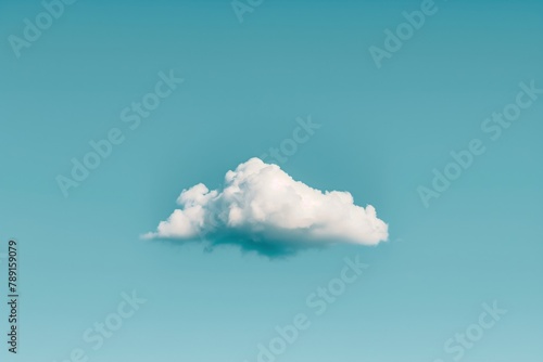 Single fluffy cloud against a calm blue sky  embodying peacefulness and simplicity