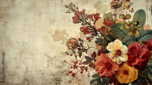 Vintage Looking Background with Flowers