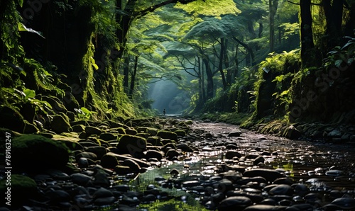 Lush Green Forest Stream photo