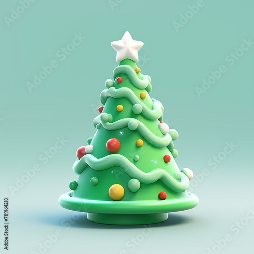Wallpaper Mural Christmas tree, Christmas 3D icon design, cute christmas tree 3D rendering сreated with Generative Ai Torontodigital.ca
