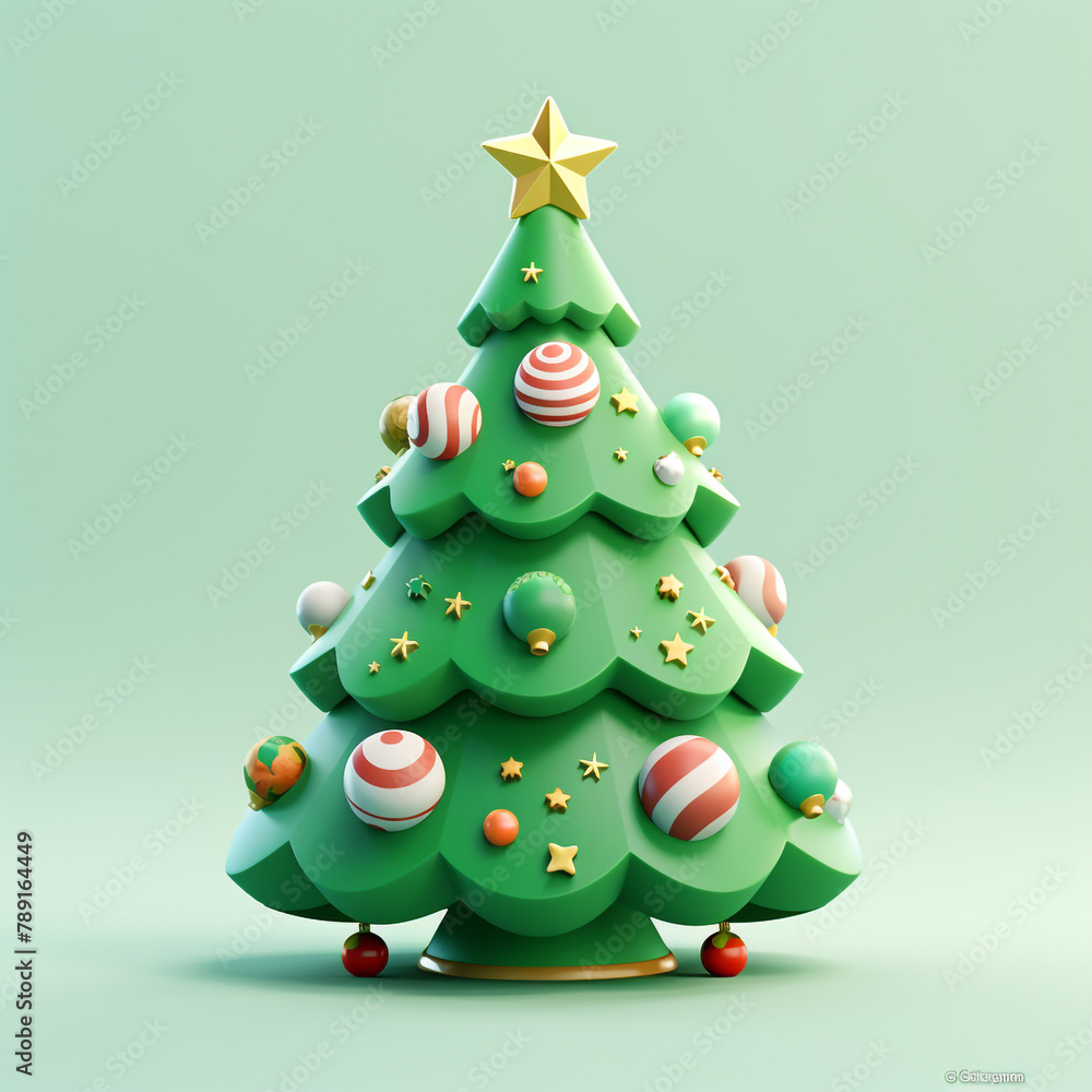 Christmas tree, Christmas 3D icon design, cute christmas tree 3D rendering сreated with Generative Ai Christmas tree, Christmas 3D icon design, cute christmas tree 3D rendering сreated with Generative Ai