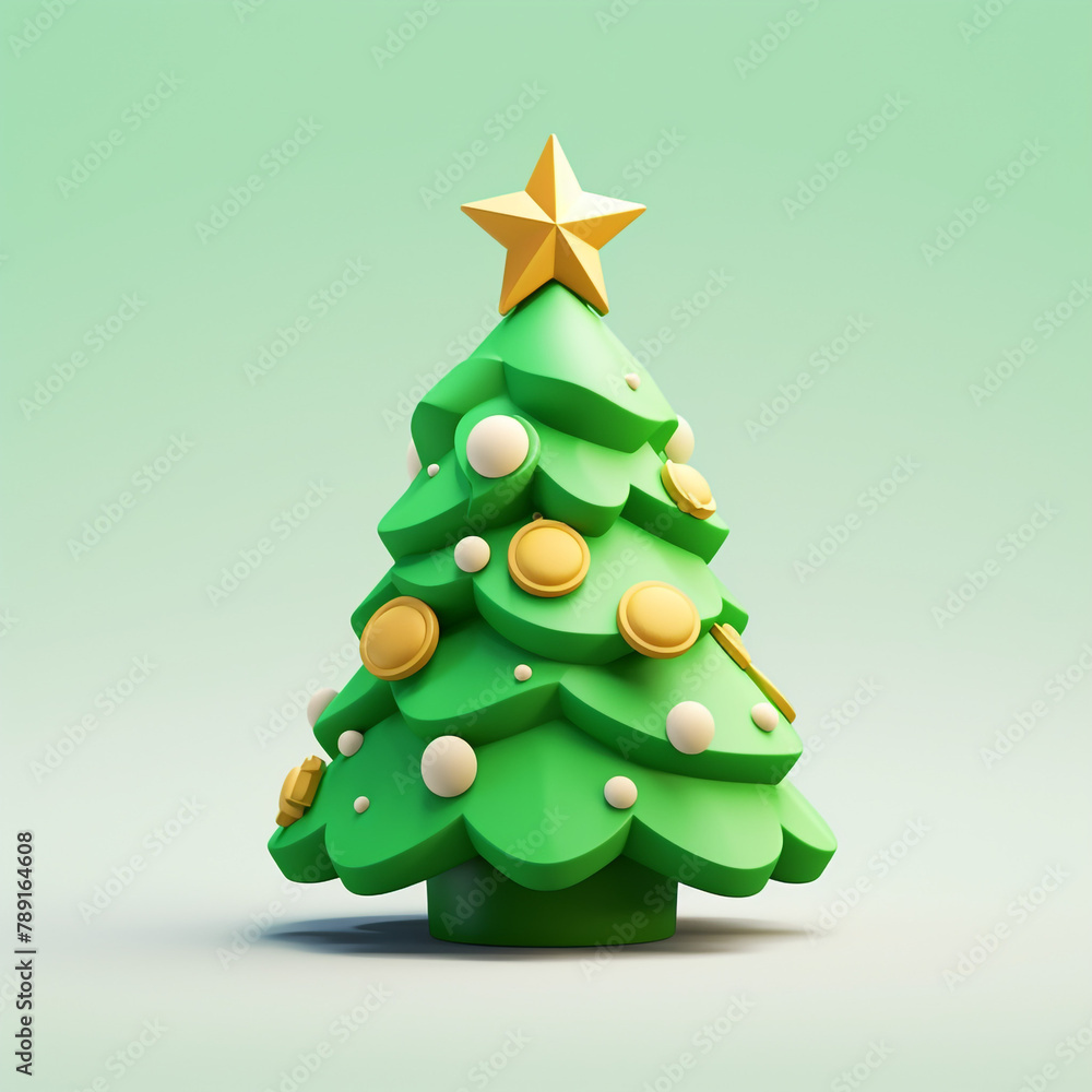 Christmas tree, Christmas 3D icon design, cute christmas tree 3D rendering сreated with Generative Ai Christmas tree, Christmas 3D icon design, cute christmas tree 3D rendering сreated with Generative Ai