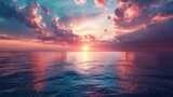 Calm Ocean Dramatic Sunset Sky