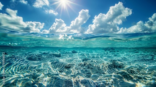 Half Underwater Sunny Sky