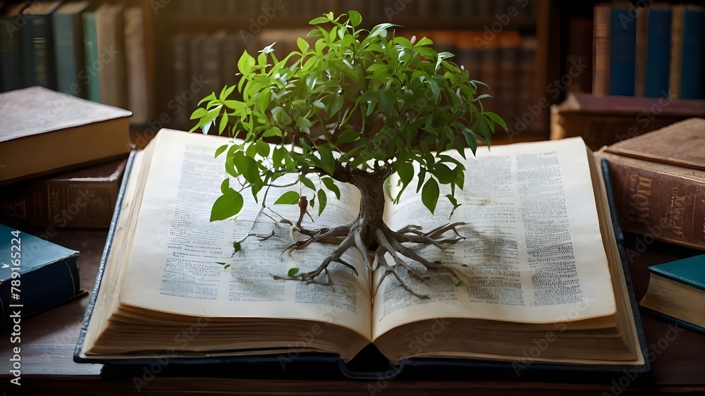 World philosophy day concept with tree of knowledge planting on opening ...