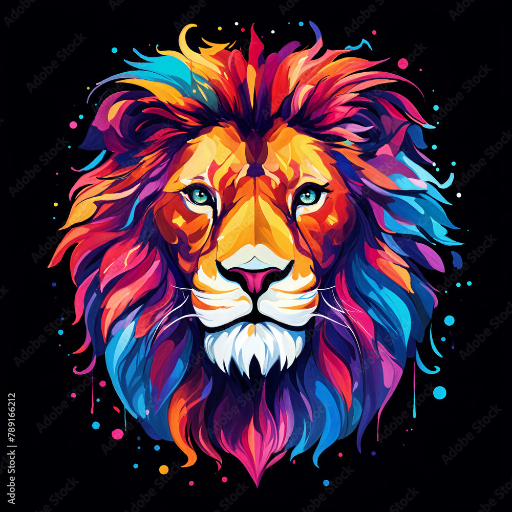 Lion Pop Art, Lion Logo T-Shirt Design, Creative Illustration vector t-shirt Lion, colorful design, professional for T-Shirt, Sticker, and other purpose,