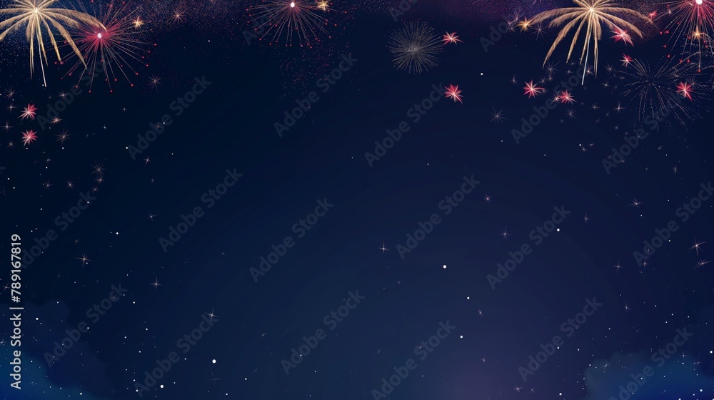 Independence Day Night Sky Fireworks background with Glimpses of Distant Fireworks in Subdued Hues. Independence Day Night Sky Fireworks background with Glimpses of Distant Fireworks in Subdued Hues.