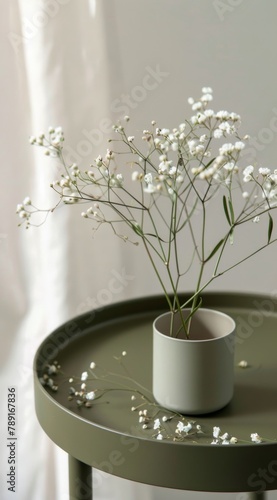 White Flowers in Vase on Table