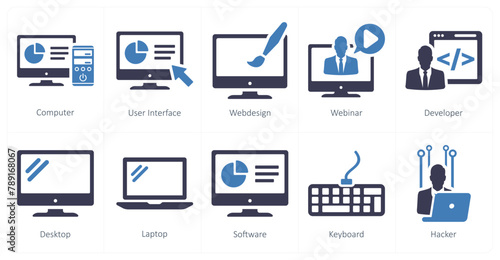 A set of 10 internet computer icons as computer, user interface, web design