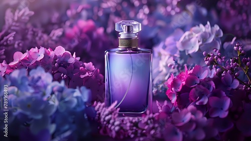 Gorgeous Perfume Bottle with Monochromatic Purple Flowers